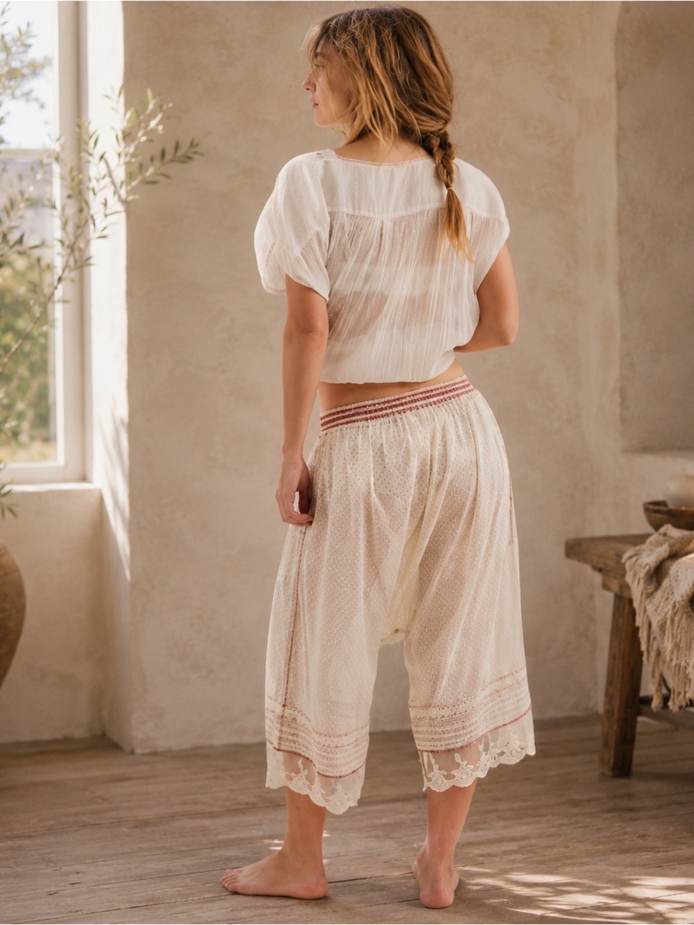 NWT Free People Endless Afternoon Bloomers Cream Boho Harem Pants Small - Picture 5 of 6